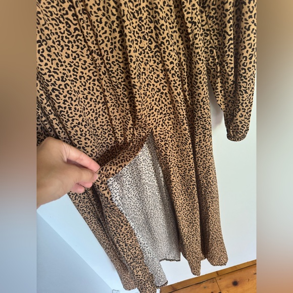 Robe longue léopard fendue manches longues maxi dress split wrap long sleeves - Picture 5 of 5